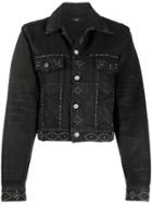 Amiri Denim Cropped Studded Jacket - Black