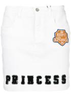 Dolce & Gabbana Princess Patch Letterman Skirt - White