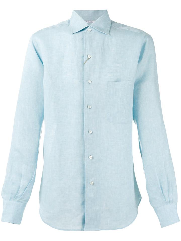 Loro Piana Andre Ml Sahara Melange Shirt, Men's, Size: Xl, Blue, Linen/flax
