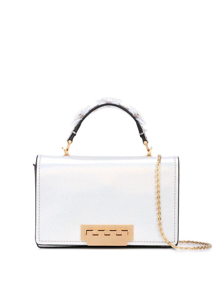 Zac Zac Posen Flower Handle Crossbody Bag - Silver
