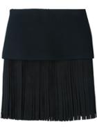 Neil Barrett Fringed Mini Skirt, Women's, Size: 42, Blue, Viscose/polyurethane/silk