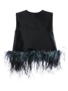 Prada Feather-trimmed Blouse - Black