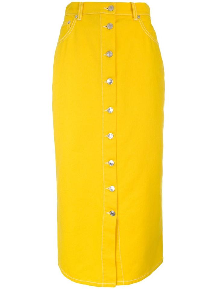 Msgm Yellow Button Up Skirt