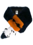 Fendi Fox Fur Stole, Women's, Blue, Fox Fur/lamb Skin/silk
