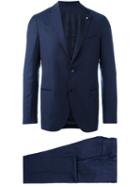 Lardini 'decostruito' Formal Suit, Men's, Size: 52, Blue, Spandex/elastane/cupro/viscose/wool