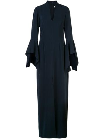 Halston Heritage Front-slit V-neck Dress - Blue