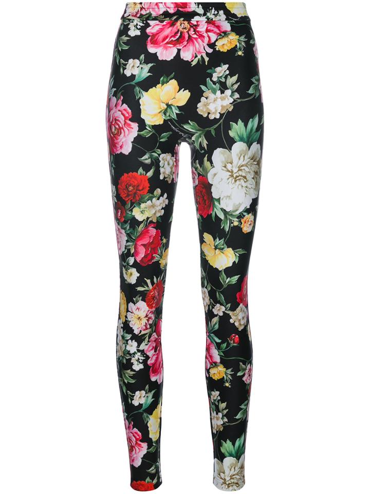 Dolce & Gabbana Rose Print Leggings - Black