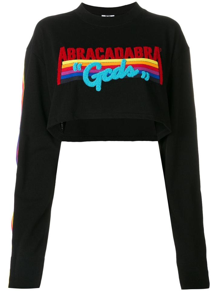 Gcds Front Script Cropped Sweatshirt - Black