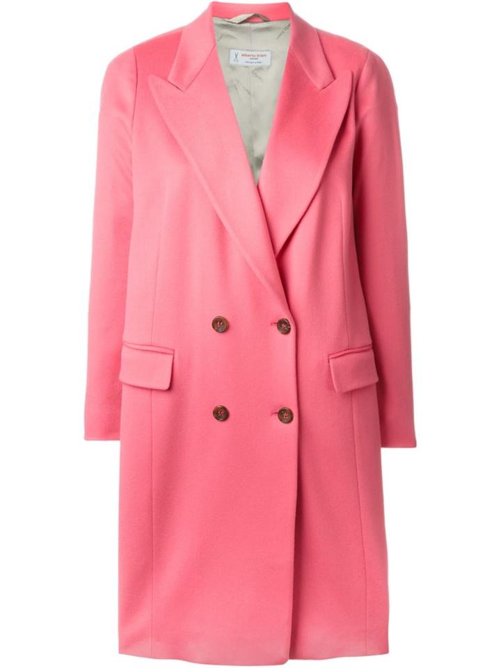 Alberto Biani Double Breasted Midi Coat, Women's, Size: 40, Pink/purple, Viscose/virgin Wool