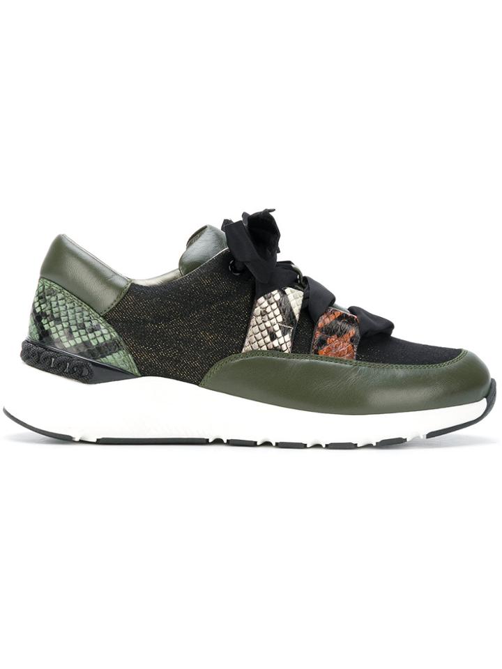 Casadei Ribbon Laced Sneakers - Green