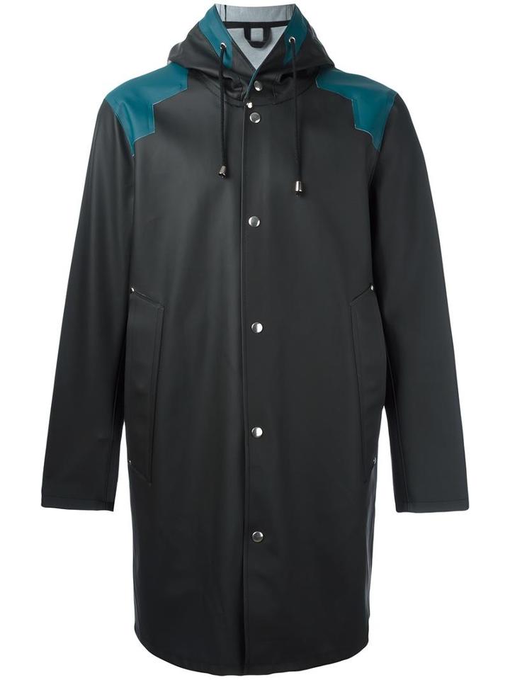 Stutterheim 'gardet' Hooded Raincoat, Men's, Size: Medium, Black, Cotton/polyester/pvc