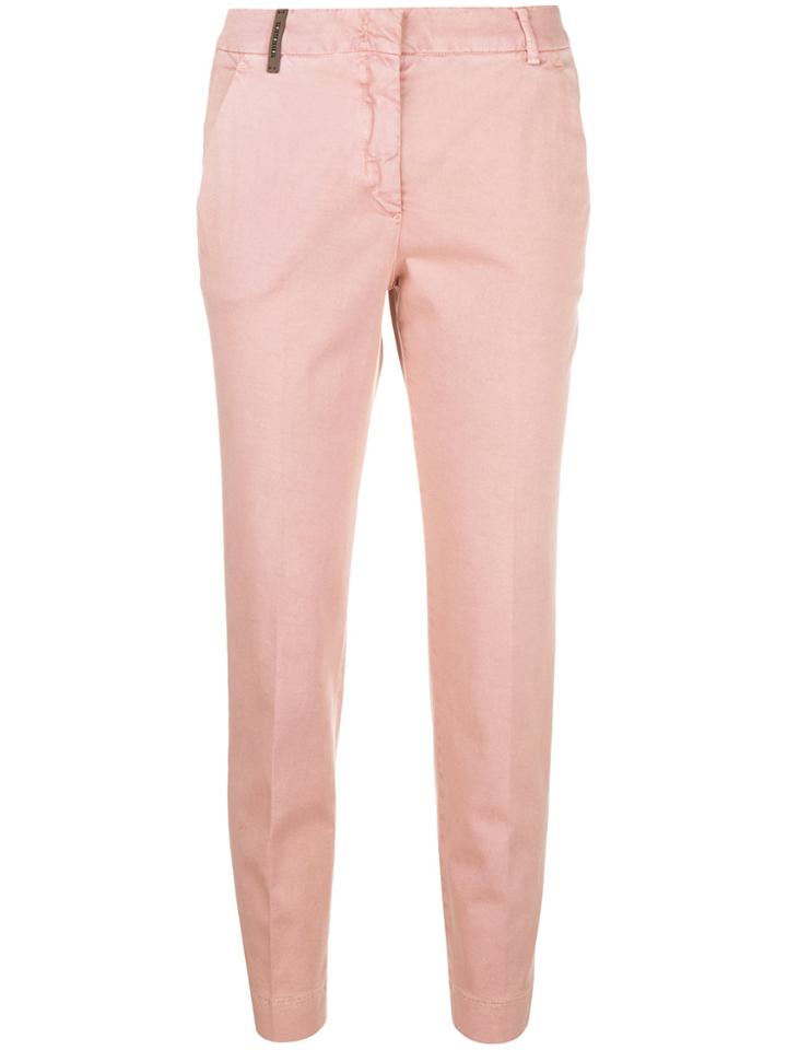 Peserico Cropped Slim-fit Trousers - Pink & Purple