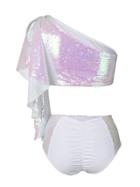 Circus Hotel Iridescent Sequin Draped Bikini - White