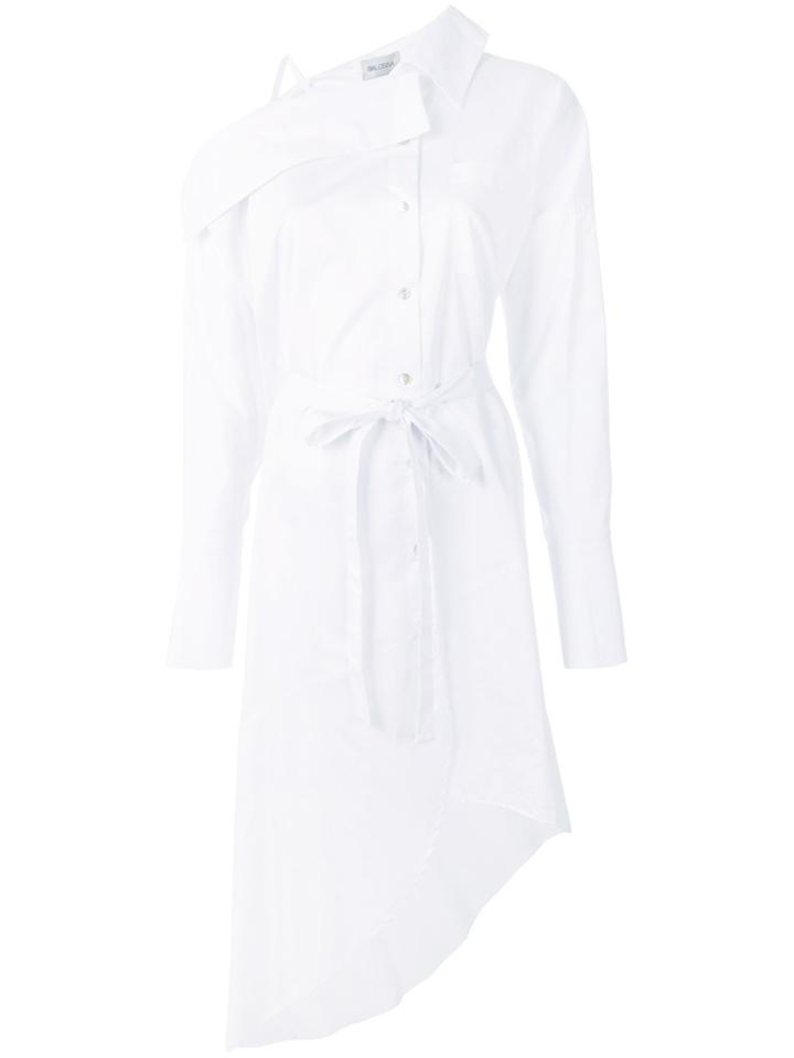 Balossa White Shirt Off Shoulder Deconstructed Longline Shirt