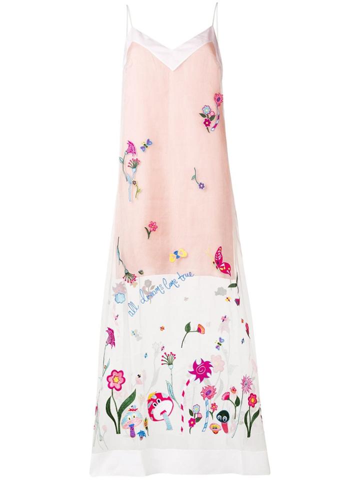 Mira Mikati Organza Embroidered Slip Dress - Pink
