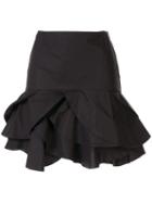 Paule Ka Ruffle Fitted Skirt - Black