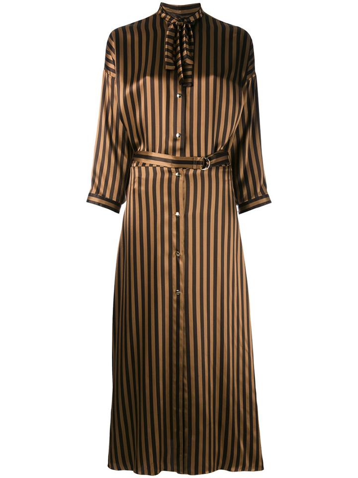 Nina Ricci - Striped Long Shirt Dress - Women - Silk - 40, Women's, Nude/neutrals, Silk