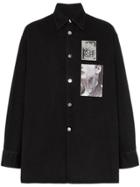 Raf Simons Logo Print Oversized Cotton Shirt - Black
