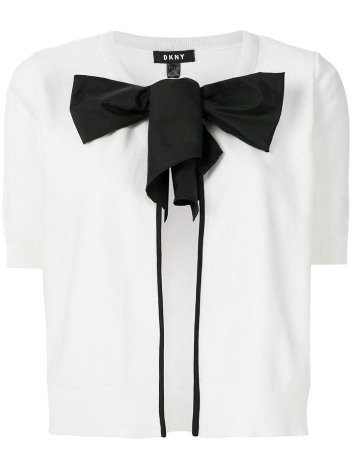 Dkny Tie Neck Cardigan - White