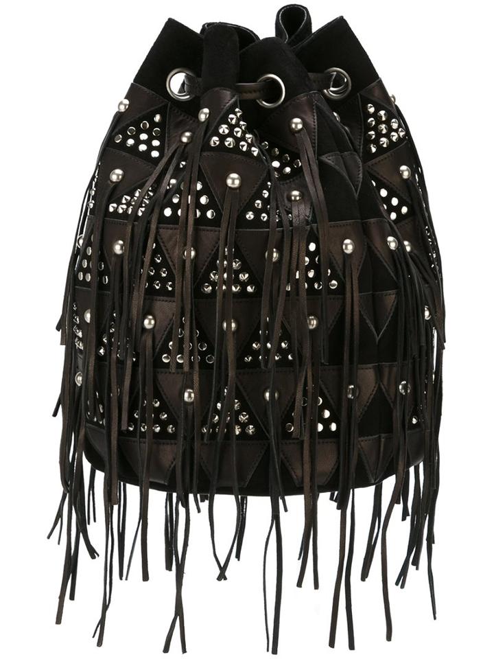 Jérôme Dreyfuss Fringed Bucket Shoulder Bag, Women's, Black