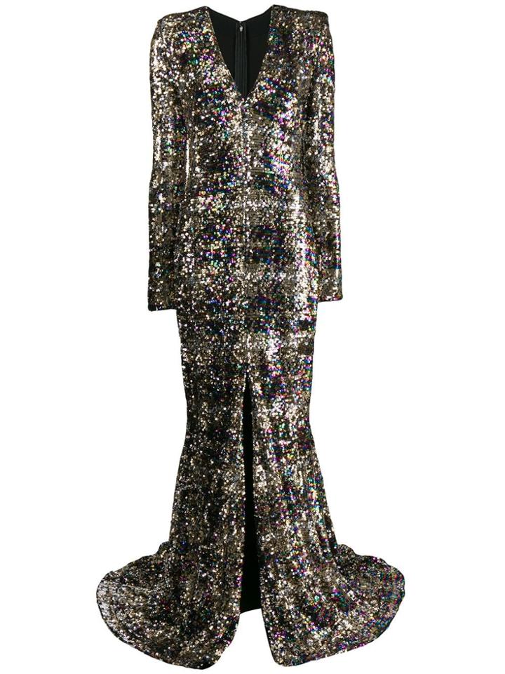Talbot Runhof Sorot Sequined Maxi Dress - Gold