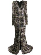 Talbot Runhof Sorot Sequined Maxi Dress - Gold