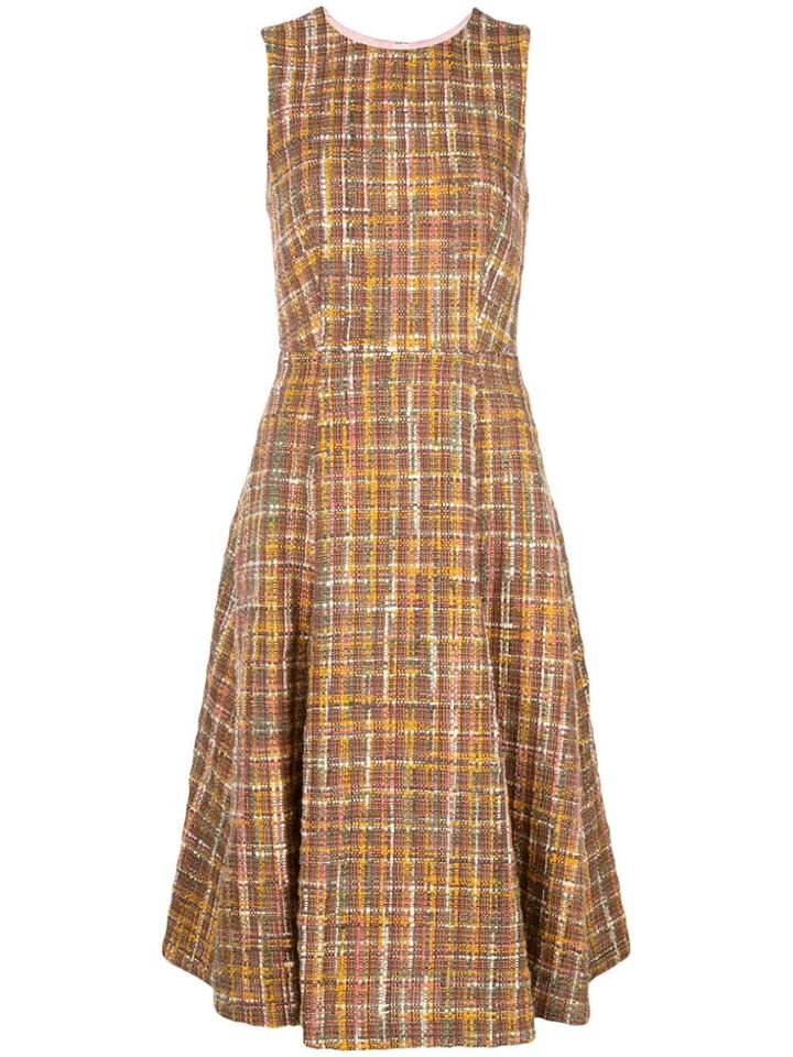 Adam Lippes Check Tweed Fluted Dress - Multicolour