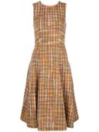 Adam Lippes Check Tweed Fluted Dress - Multicolour