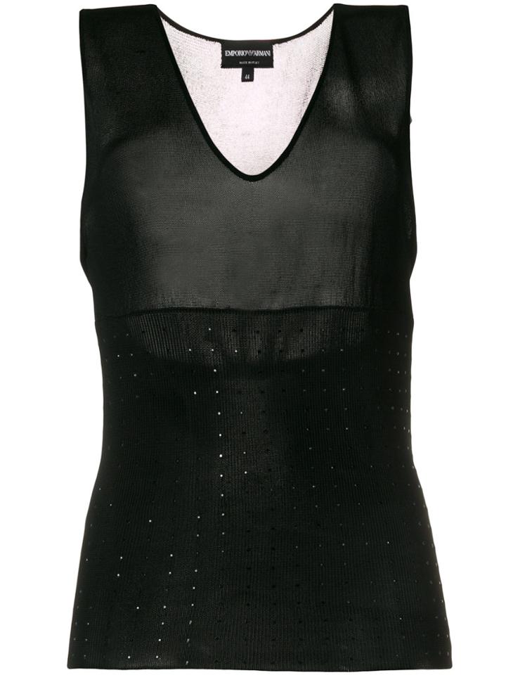 Giorgio Armani Vintage Embellished Knitted Tank - Black