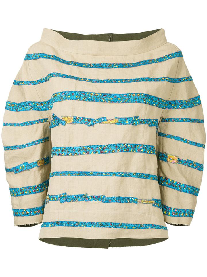 Marni Stripe Applique Top - Brown