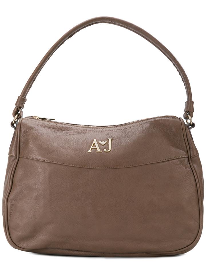 Armani Jeans Logo Plaque Tote - Brown