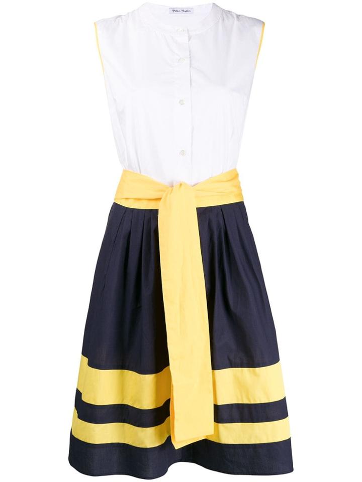 Peter Taylor Block Stripe Shirt Dress - White