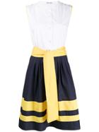 Peter Taylor Block Stripe Shirt Dress - White