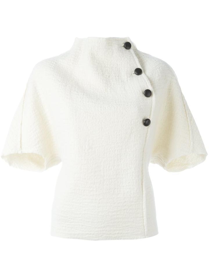 Isabel Marant Angular Standing Collar Top, Women's, Size: 42, White, Virgin Wool