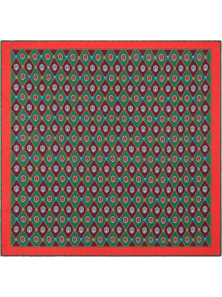 Gucci Geometric Jewel Print Pocket Square - Green