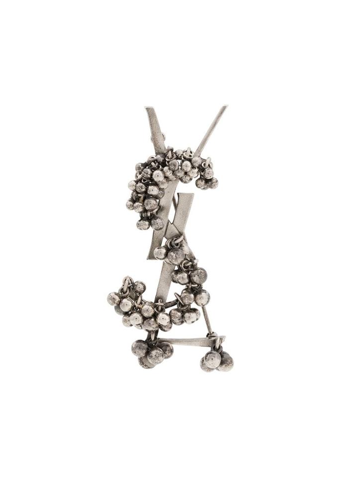 Saint Laurent Folk Logo Detail With Silver Ball Details - Metallic