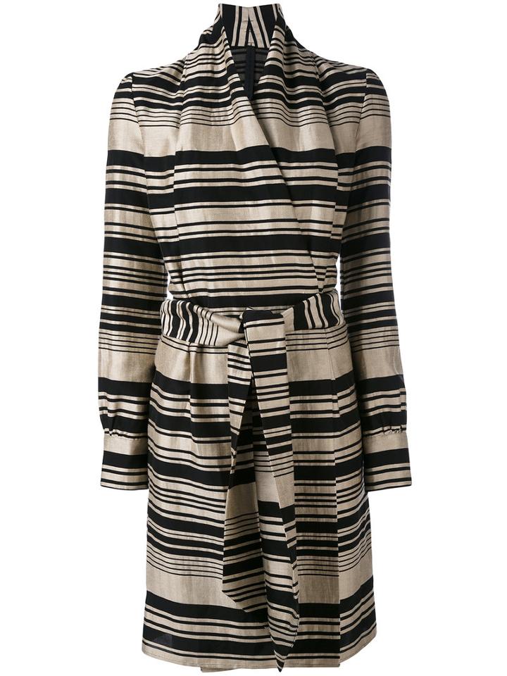 Gareth Pugh - Striped Belted Dress - Women - Cotton/linen/flax/viscose - 40, Black, Cotton/linen/flax/viscose