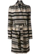 Gareth Pugh - Striped Belted Dress - Women - Cotton/linen/flax/viscose - 40, Black, Cotton/linen/flax/viscose