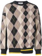 Pringle Of Scotland Argyle Long-sleeve Sweater - Grey
