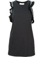 3.1 Phillip Lim Ruffled Trim Tank Top, Women's, Size: Xs, Black, Cotton/viscose