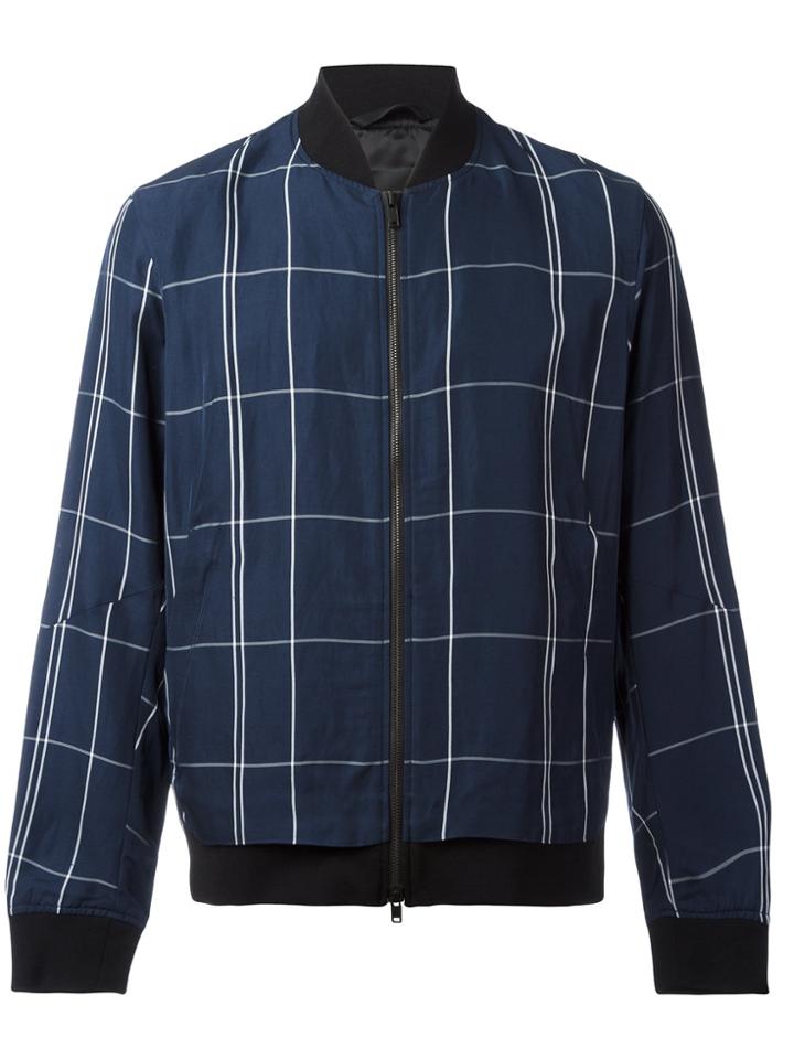 Theory Maxi Check Bomber Jacket - Blue