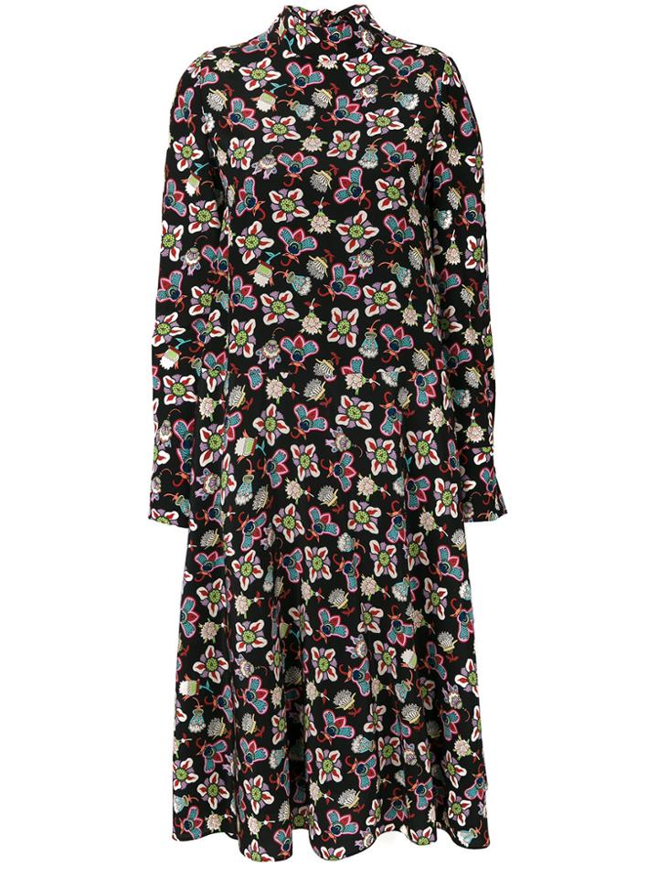 Valentino Popflower Print Midi Dress - Black