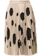 Msgm Dotted Pleated Skirt, Women's, Size: 40, Brown, Polyester/spandex/elastane/viscose