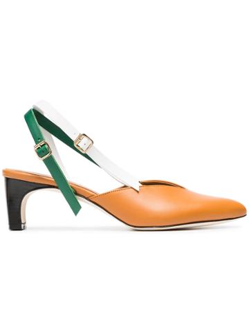 Atp Atelier Orange Ocra 55 Leather Pumps - Brown