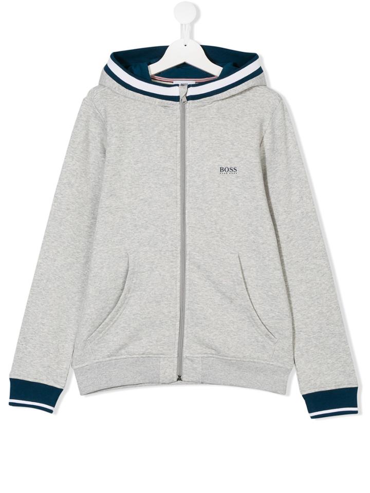 Boss Kids Logo Print Hoodie - Grey