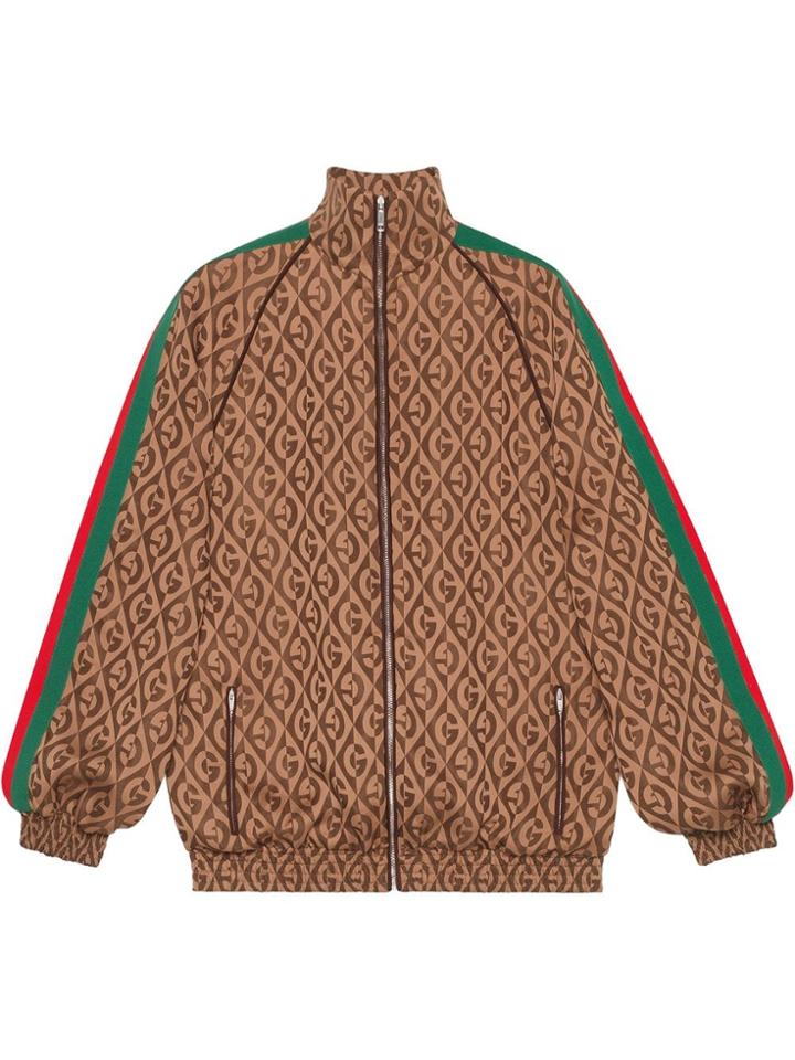 Gucci Gg Print Bomber Jacket - Brown