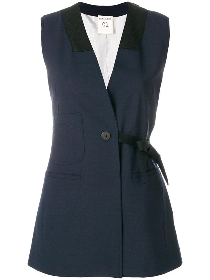 Semicouture Sleeveless Buttoned Jacket - Blue