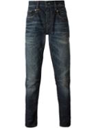 R13 Slim Washed Jeans, Men's, Size: 36, Blue, Cotton/polyester/spandex/elastane/calf Leather