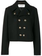 Saint Laurent - Short Peacoat Jacket - Women - Cotton/virgin Wool - 42, Black, Cotton/virgin Wool
