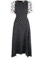 Tanya Taylor Polka Dot Flared Cassandra Dress - Black